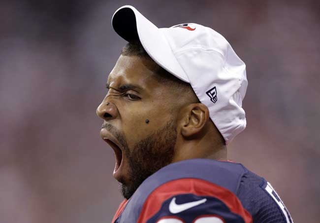 arian foster yawns during a houston texans preseason game in august 2014.