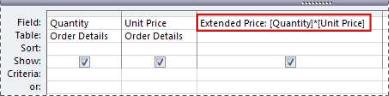 using an expression to create a calculated field in a query.