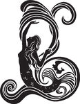 ermaid in waves, black cliche -