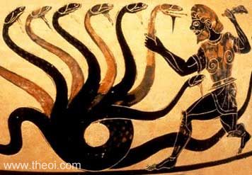 he hydra fighting heracles | paestan black figure hydra c6th b.c. | j. paul getty museum, malibu